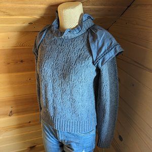 Sea New York Blue Ruffled Combo Sweater